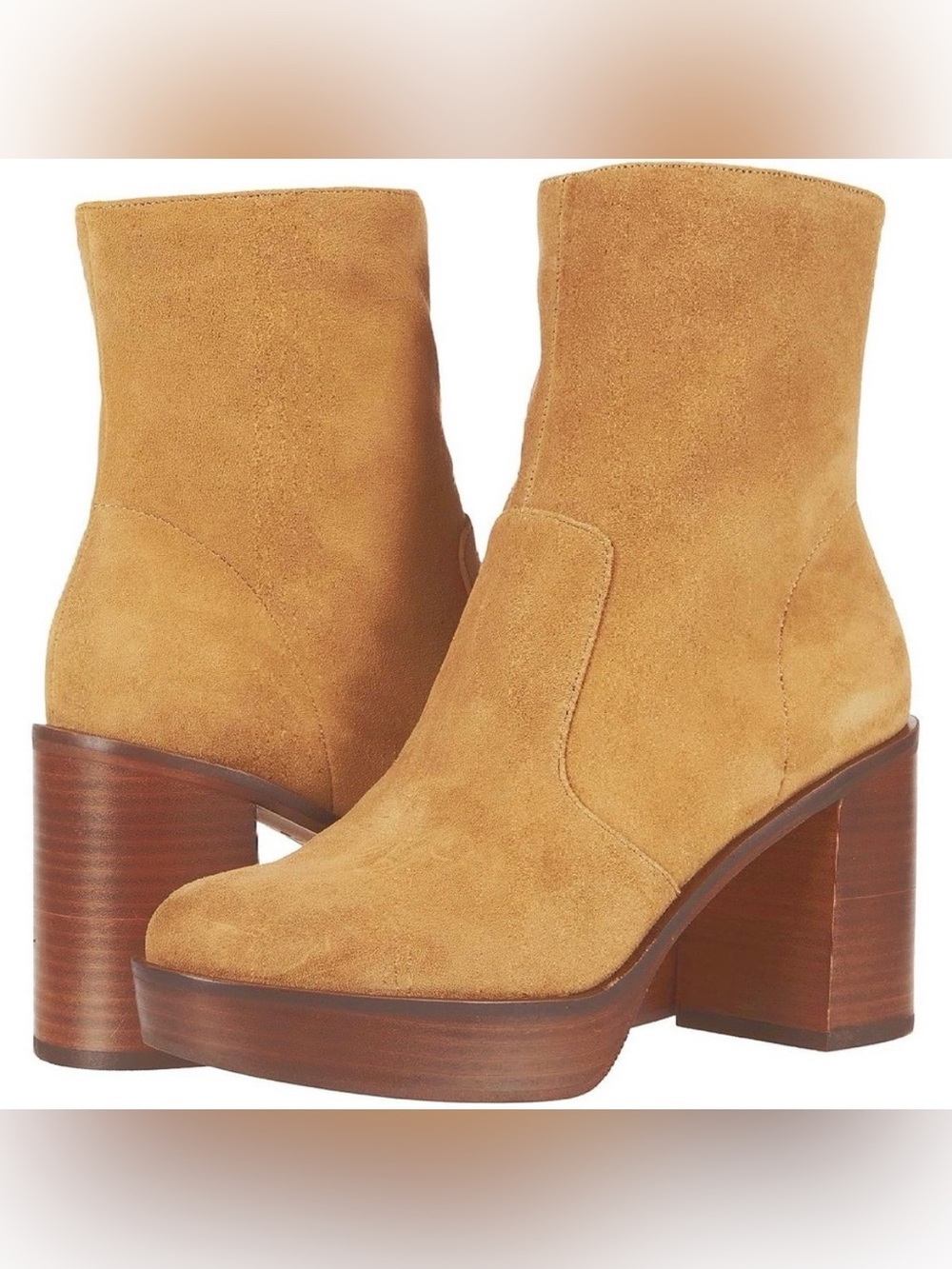 Vince Camuto Kentsa Platform Chunky Heel 70s Style Suede Booties Size 10